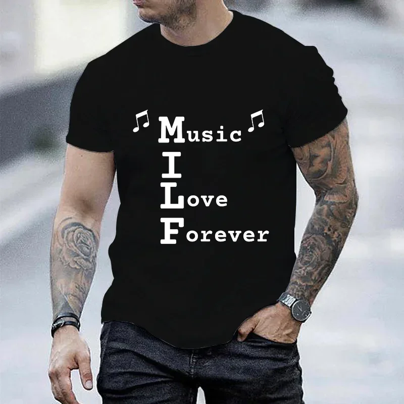 

2023 Men's T-shirt MILF Music I Love Forever Short Sleeve Men's Loose T-shirt Men's Top Brand New Brand Men T-shirt Short Sleeve