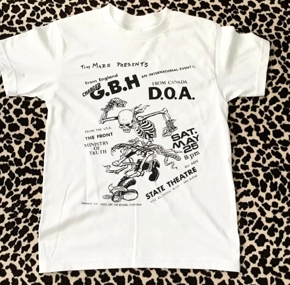 

GBHDOA Vintage 1980s Punk Rock Flyer T-Shirt 2025 Men's and Women's Cotton Top Casual Printed T-Shirt women clothing y2k top