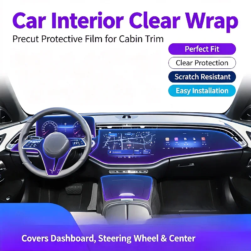 For 2024 Mercedes-Benz E-Class interior soft film center console screen gear shift film car interior decoration
