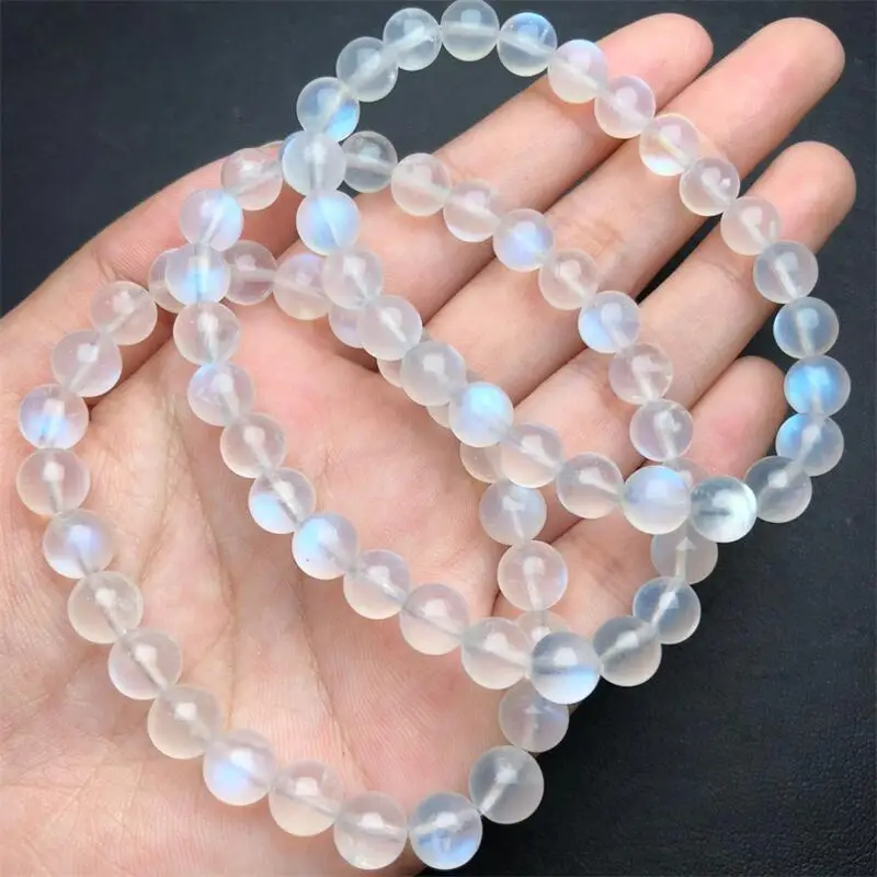 7.5MM Natural Blue Moon Stone Bracelet Reiki Healing Fengshui Stone Fashion Jewelry For Women Holiday Gift 1PCS