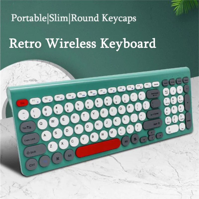 

Retro Slim 2.4G Wireless Keyboard With Numeric Keypad 98 Key Silent Computer Gaming Keyboard For Laptop PC Windows Android Apple