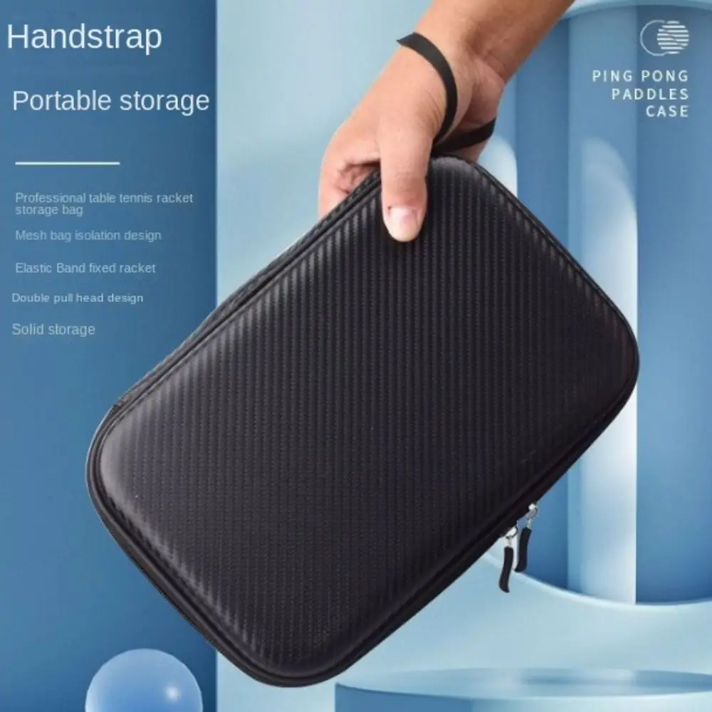 

EVA Ping Pong Ball Bat Case Square Hard Shell Table Tennis Bat Case Double Zipper Pulls Waterproof Paddle Storage Bag Gymnasium