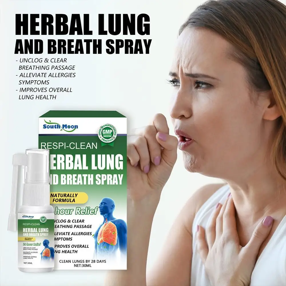 Espray de limpieza de pulmones a base de hierbas para ahumador, desintoxicación, congestión Nasal clara, alivia la garganta, espray discómodo Nasal