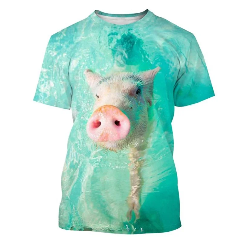 Funny Pig 3d Print T Shirt Men Women Summer Short-sleeved Animal Piggy Pattern Oversized Short Sleeves Round Neck T-shirt Tops