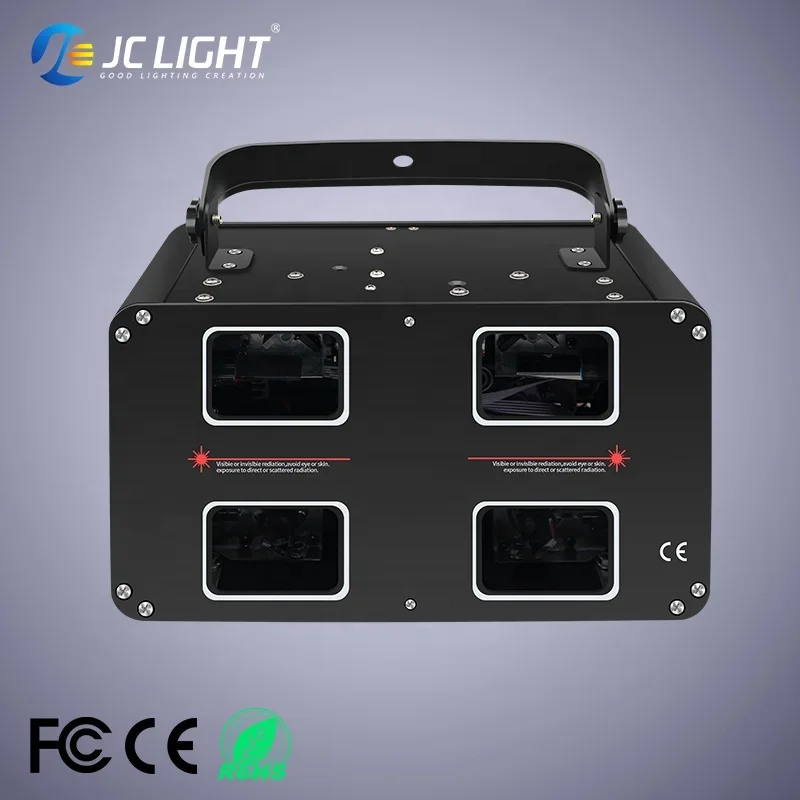 4 Köpfe & 4 Augen & 4 Loch RGB Gelb Voll farbe Doppels chicht Mini Disco Laser DJ Projektor Licht für Club