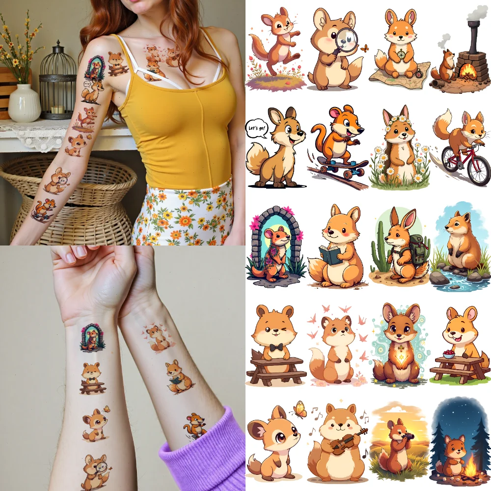 

54pcs Temporary Tattoo Animal Stickers Cartoon Cute Stickers Funny Stickers For Arms