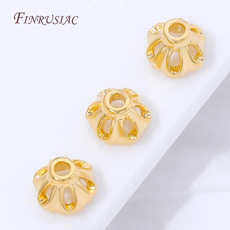 5/10Pcs 18K Gold Plated Flower Spacer Beads,Brass Bead Caps For DIY Bracelet Necklace Jewelry Beading Components image 2