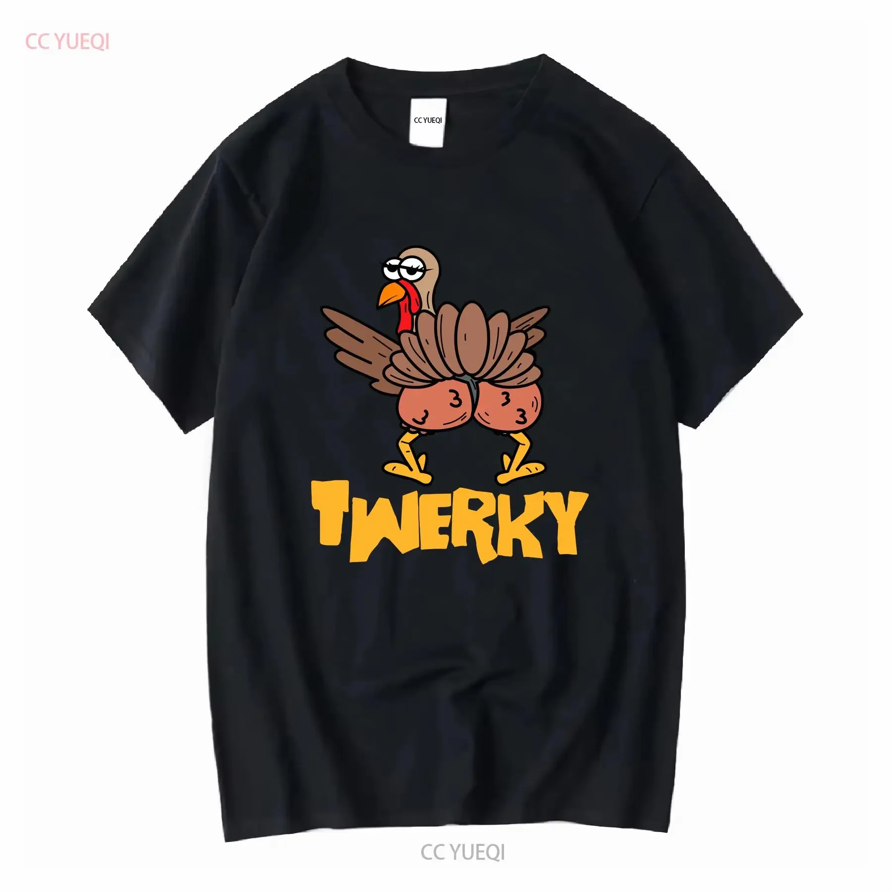 Twerky Thanksgiving Turkey Twerking Funny Cotton T Shirt vintage Washed Top For Everyday Wear Soft homme Breathable Casual