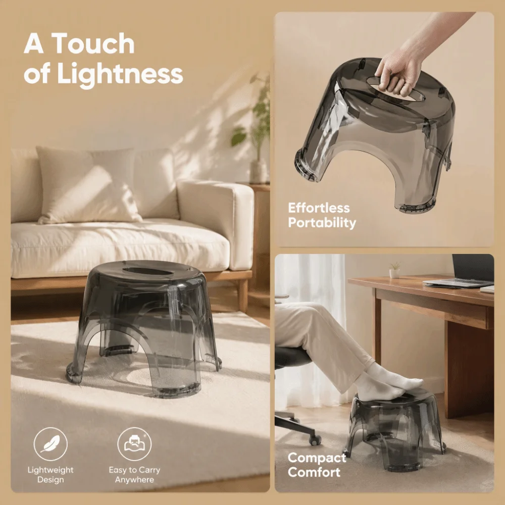 Simple Non-slip Clear Shower Foot Stool Transparent Waterproof Kid Stool Square Load-bearing Small