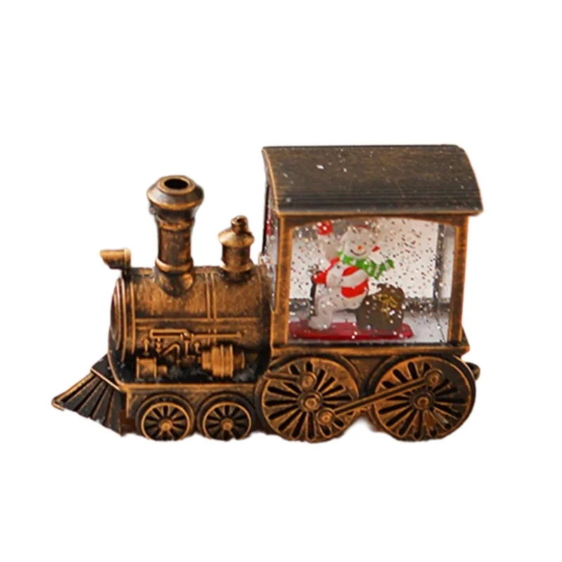 Hand Painted Santa Train Figurine Stylish Santa Snowman Riding Train Figurine For Pleased Christmas Decors DXAF