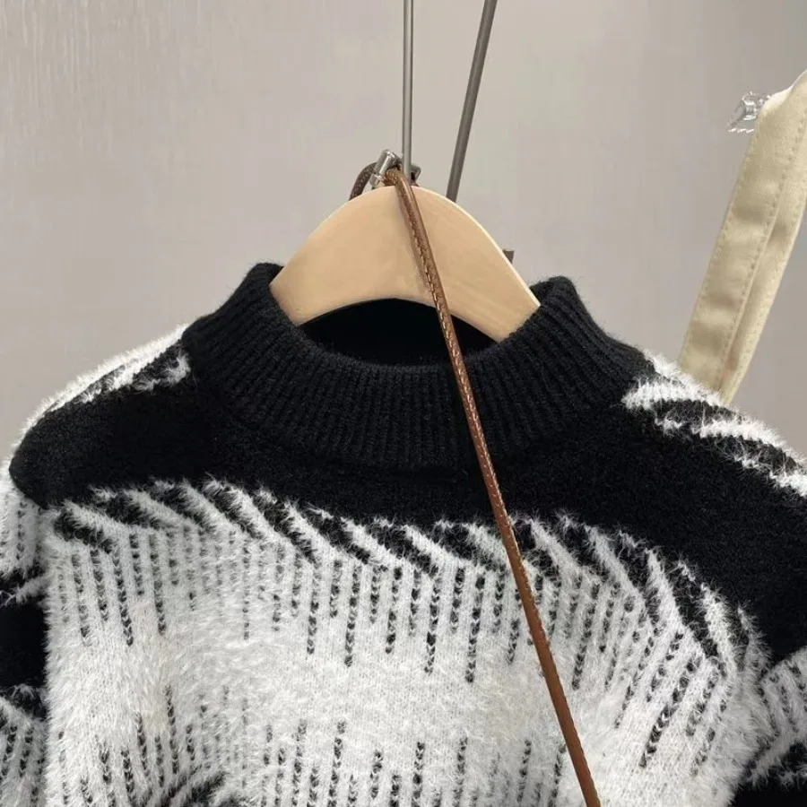 2026 New Kids Sweater Boys Girls Thickened Mink Knit Pullover Autumn Winter Warm Tops Children Fashion Jumpers