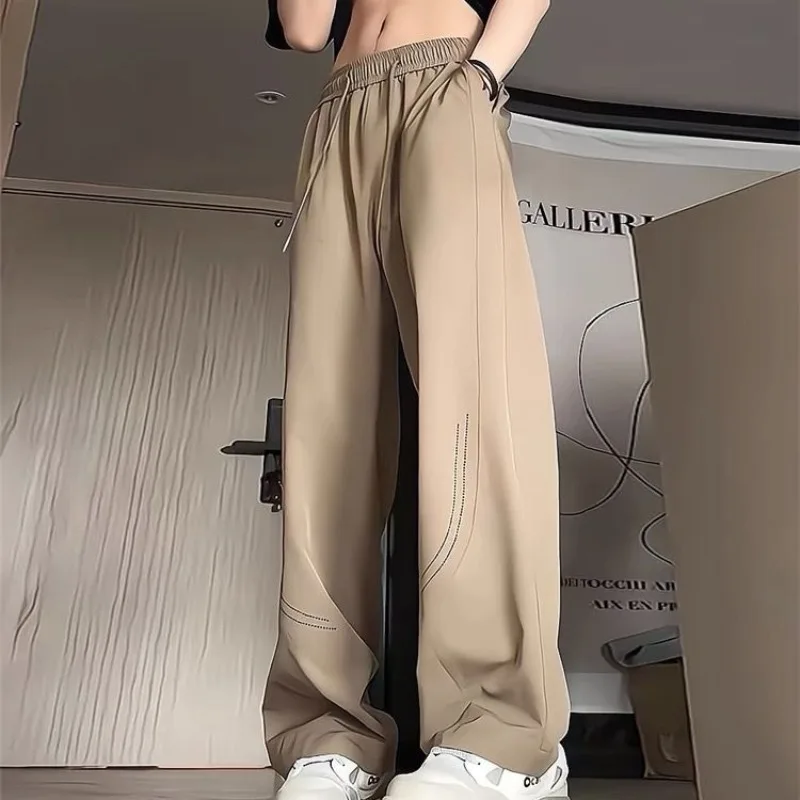 Casual Pants Man Cooling Wide Ice Silk Trousers for Men Cool Straight Pocket Trend Classic Big Size Low Price Stylish Baggy Long