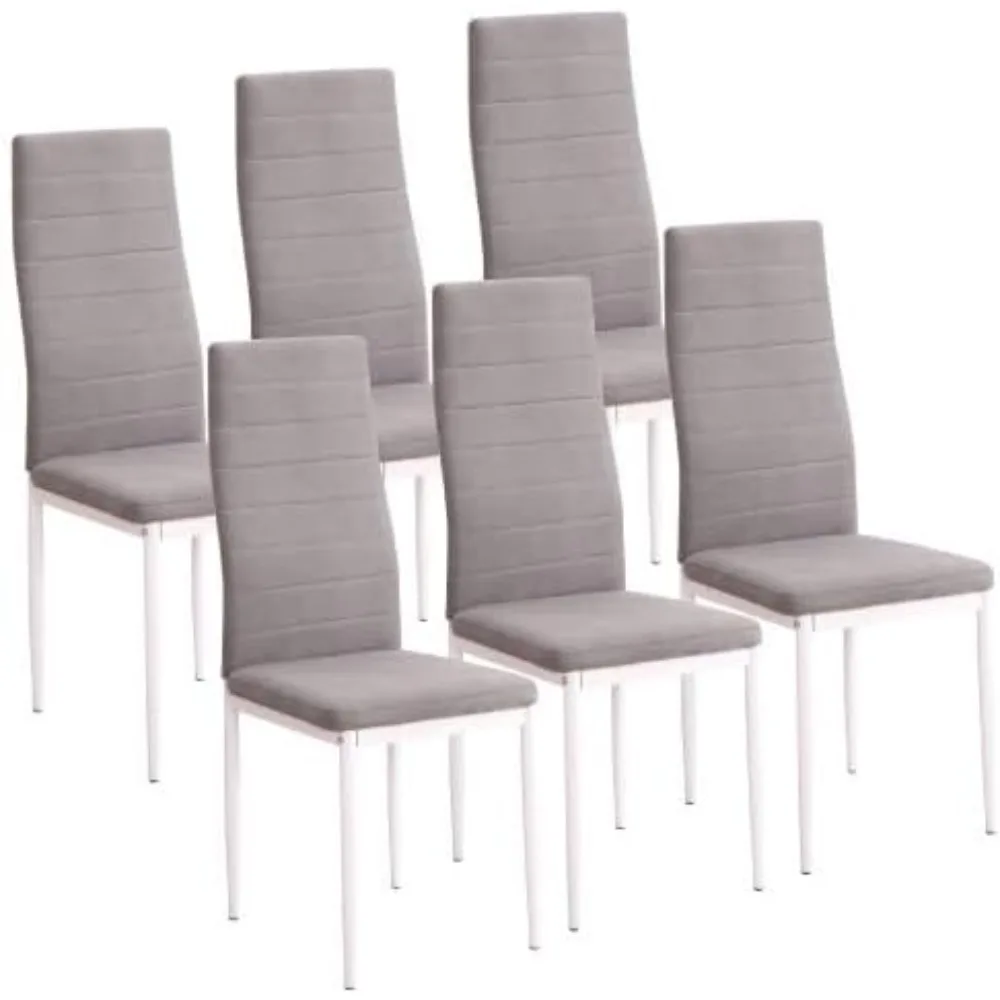 Genérico M1C – Pack de 6 sillas de comedor Yuri, respaldo y asiento tapizados en tela Marengo Jarama, sillas ergonómicas (pies blancas)