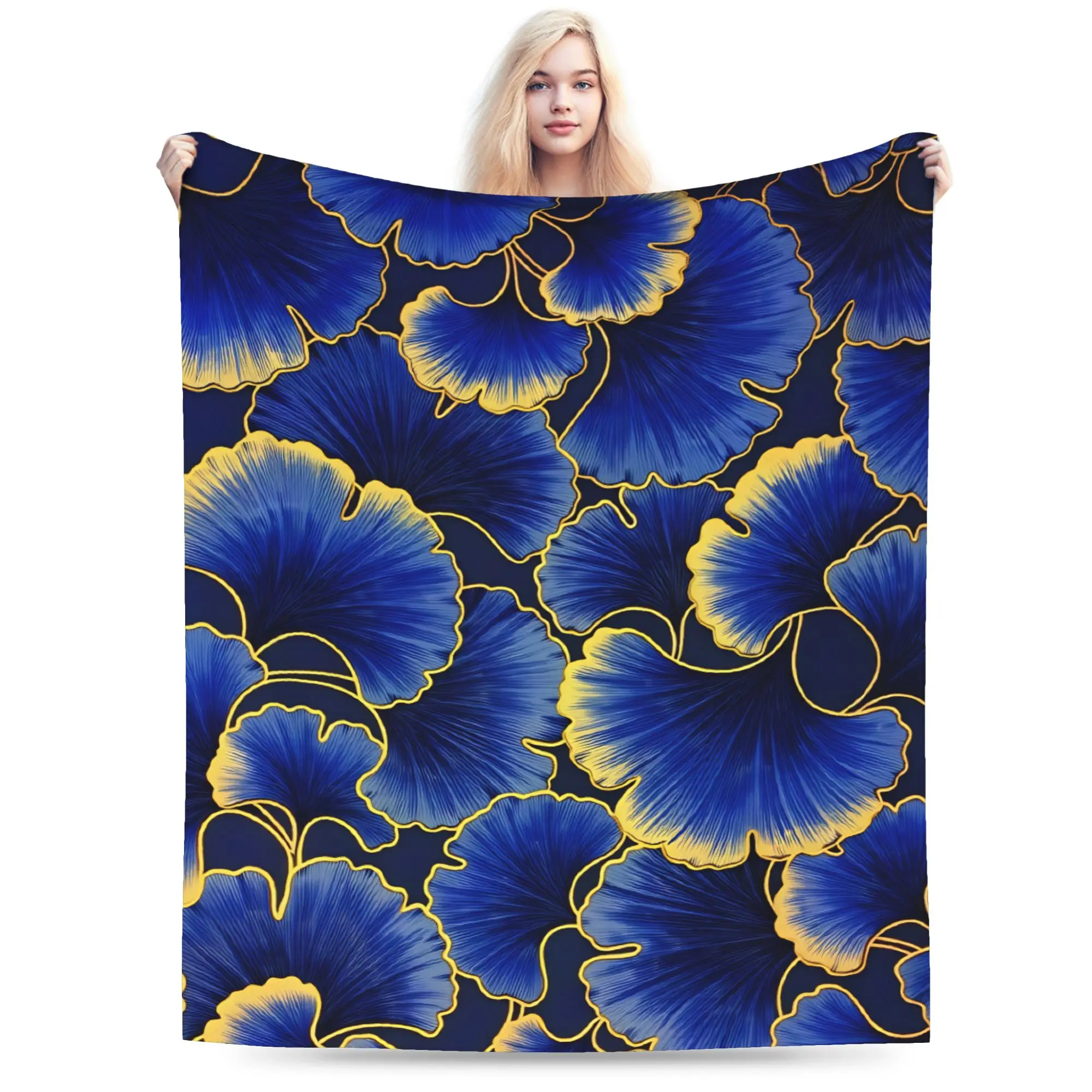 Ginkgo Leaves Flannel Blanket Adults  Soft Comfy Throw Blanket Winter Living Room Bedspread Sofa Bed Cover