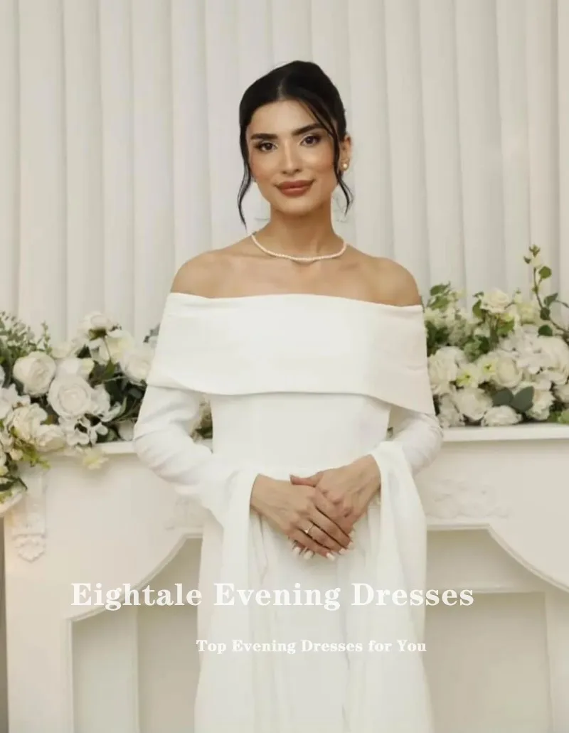 Eightale アラビアのウェディングドレスカスタマイズされたオフショルダーアイボリーマーメイド長袖ブライダルドレス Vestidos デノビア