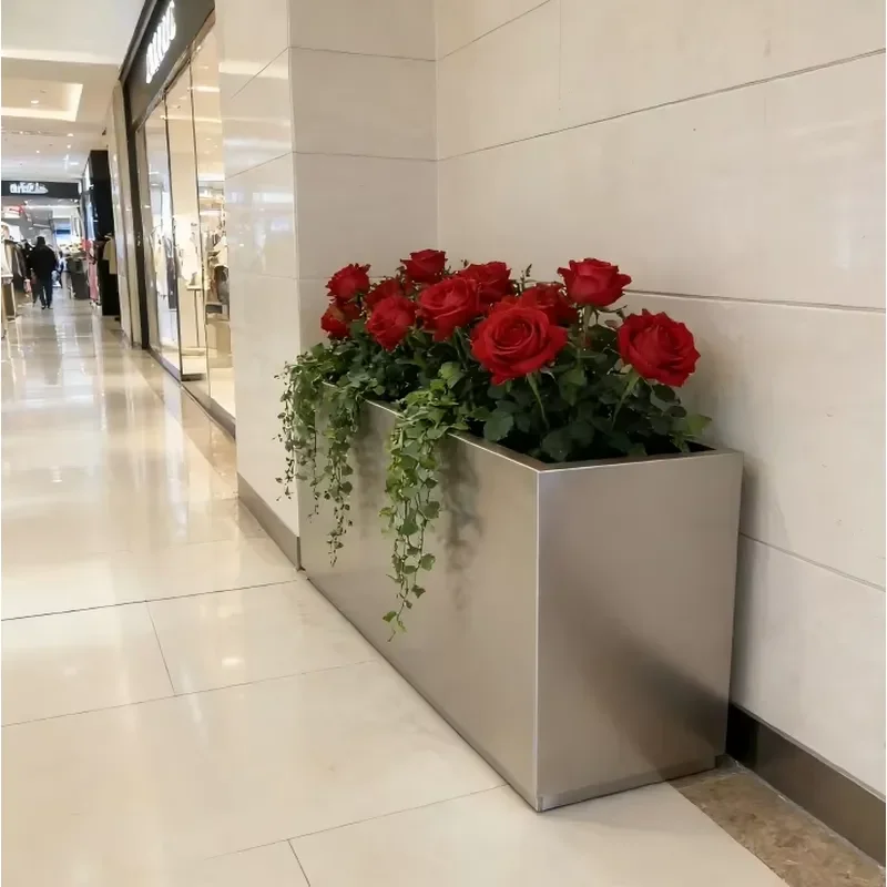 Classic Large Stainless Steel Floor Flower Pot Stand Outdoor Garden Planter Box Rack Heavy Duty Metal Plant Holder Wholesale