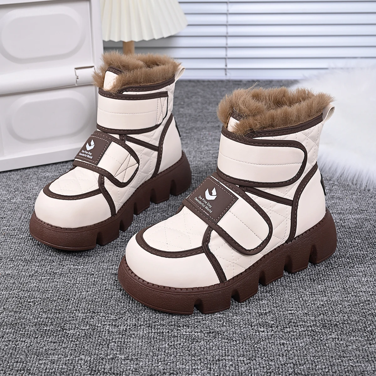 Fur Keep Warm Snow Boots Women 2023 Winter Waterproof Platform Flats Heel Shoes Snow Boots Female Footwear Short Ankle Boots