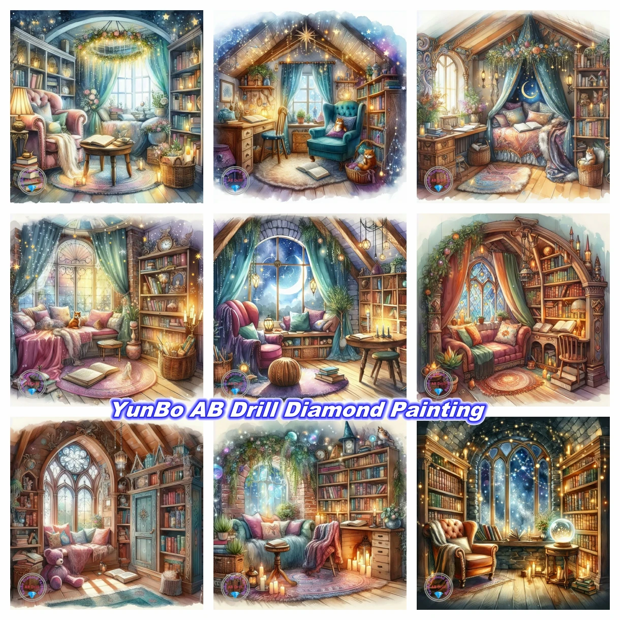 

Fantasy Magic Room Scenery DIY AB Diamond Painting Mosaic Sweet Landscape Pictures Cross Stitch Embroidery Craft Home Decor Art