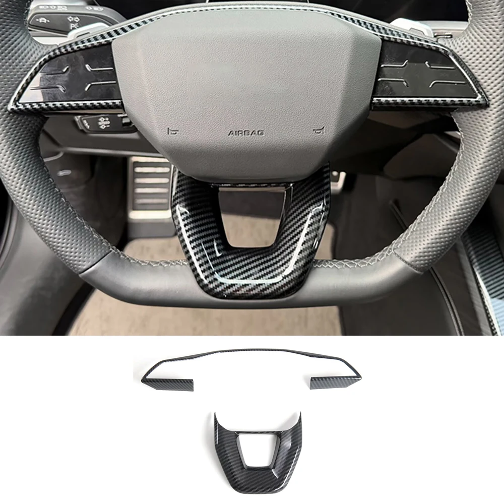 

Carbon Fiber Black Steering Wheel Trim Moulding Stickers For 2025 2026 Audi A5 B10 Accessories