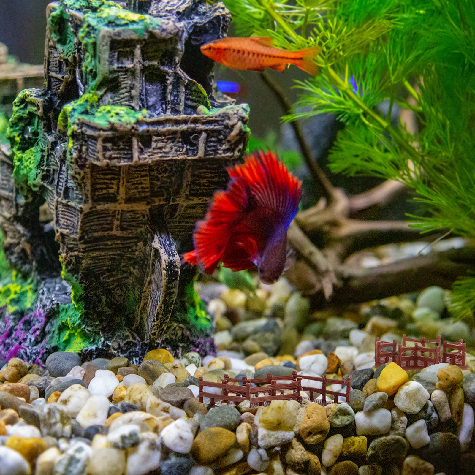 

5pcs Micro L scape Staircase Plank Fish Tank Decor Aquarium Accessories Small Terrarium L scaping Platform Mini Scenery
