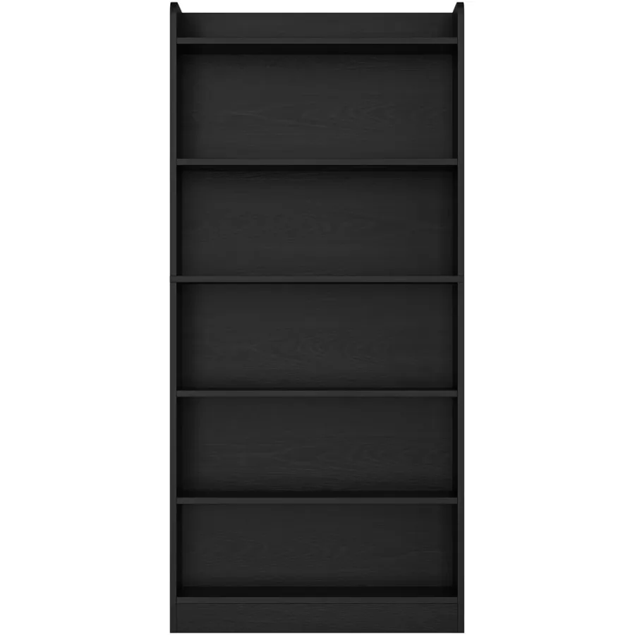 Renwick Wooden 6 Layer Modern Open Shelf Bookcase with Top Compartment, Black