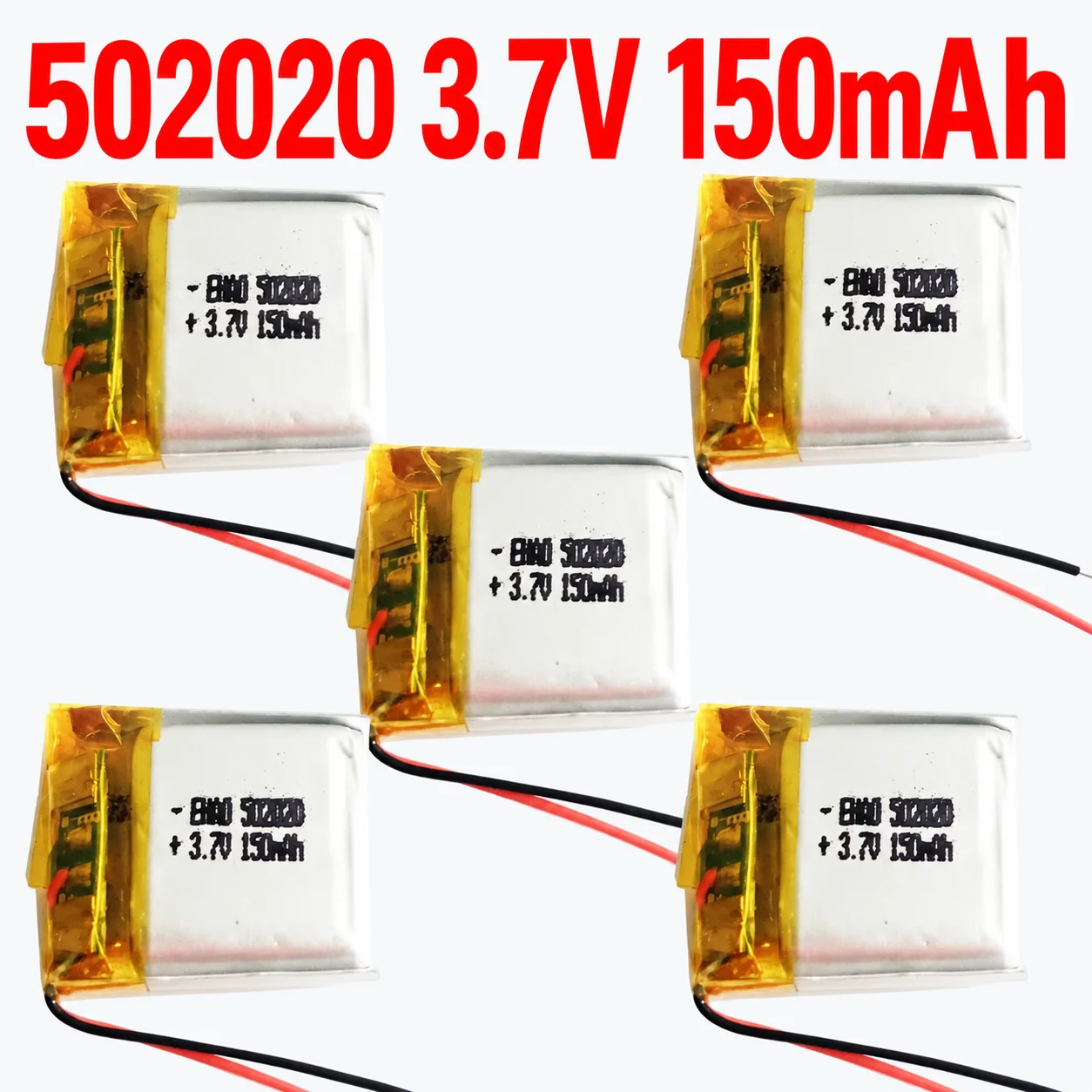 3.7V 150mAh 502020 Lipo Battery Rechargeable Lithium Polymer Battery for Bluetooth Headset MP3 GPS Camera 52020mm 1PC