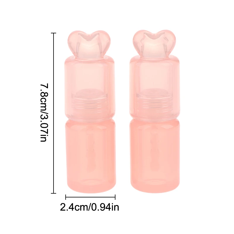 1/2 Uds. Tubo vacío de brillo de labios de 3,5 ml, botellas rellenables de plástico, contenedor de lápiz labial líquido, cubierta de corazón de melocotón rosa, botella de brillo de labios