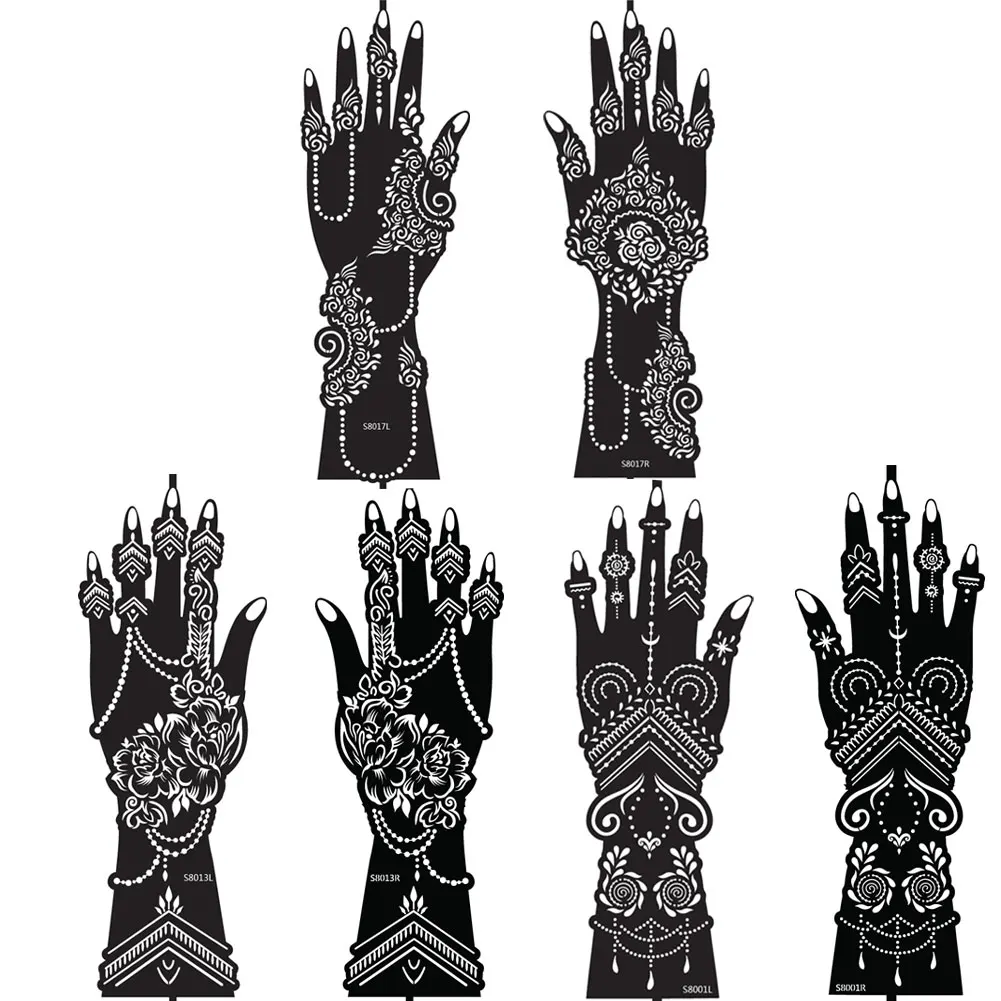 12 Sheets Temporary Tattoo Stencil Henna Tattoo Stickers Kit Hand Arm Airbrush Tattoo Template for DIY Body Art Sticker