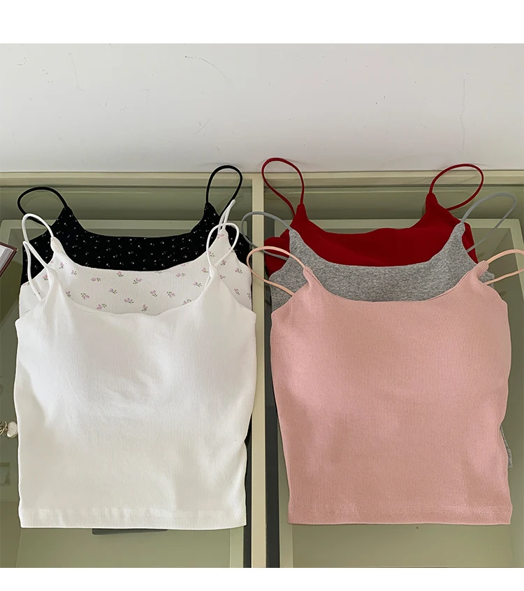 

6Candy colors korean style camisole women Sexy tank top female summer 2024 sleeveless slim Vintage Bra crop tops womens (X3452)