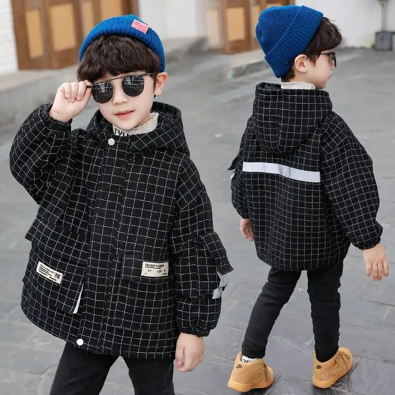 

Boys Coat Jacket Outwear Tops Cotton 2022 Fur Thicken Plus Velvet Winter Autumn Plus Size Overcoat Children's Clothes