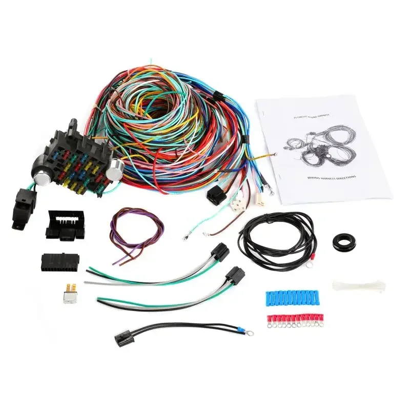 17 Fuses 21 Circuits Universal Wiring Harness Kit Car Modification Repair Wire Harness for GM, for Chevy, for Mopar, for Ford