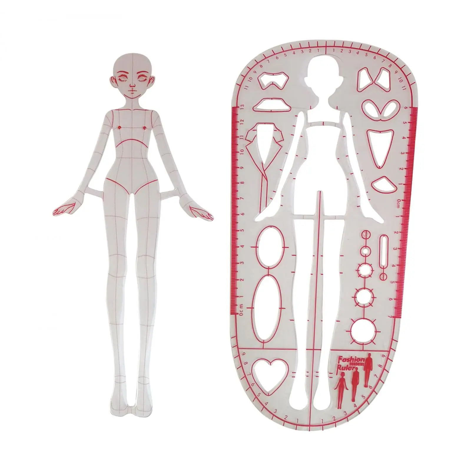Regla de plantilla de dibujo de moda, vestido claro profesional, regla de Patchwork, diseño de reglas de ilustración de moda, 2 uds.