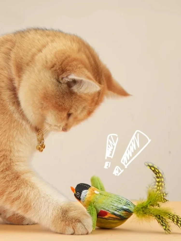 Simulation Vogel Interaktive Katze Spielzeug Elektrische Sounding Vögel Katze Kauen Biss Plüsch Spielzeug Katze Liefert