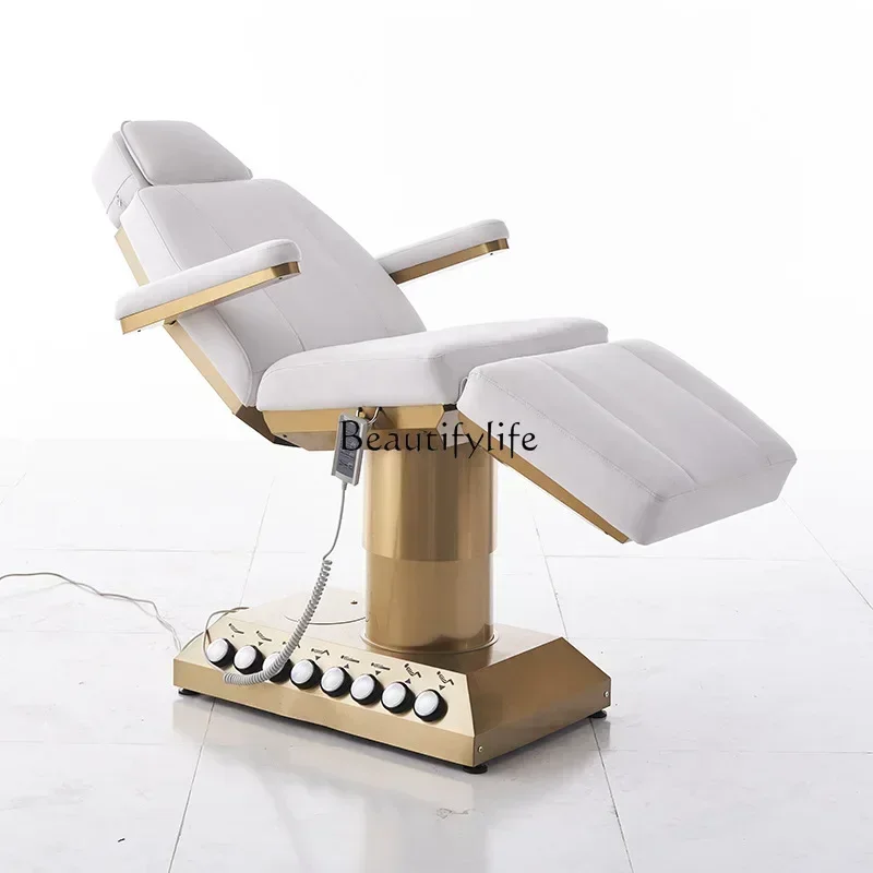 Golden Stainless Steel Electric Beauty Bed Beauty Salon Special Face Bed