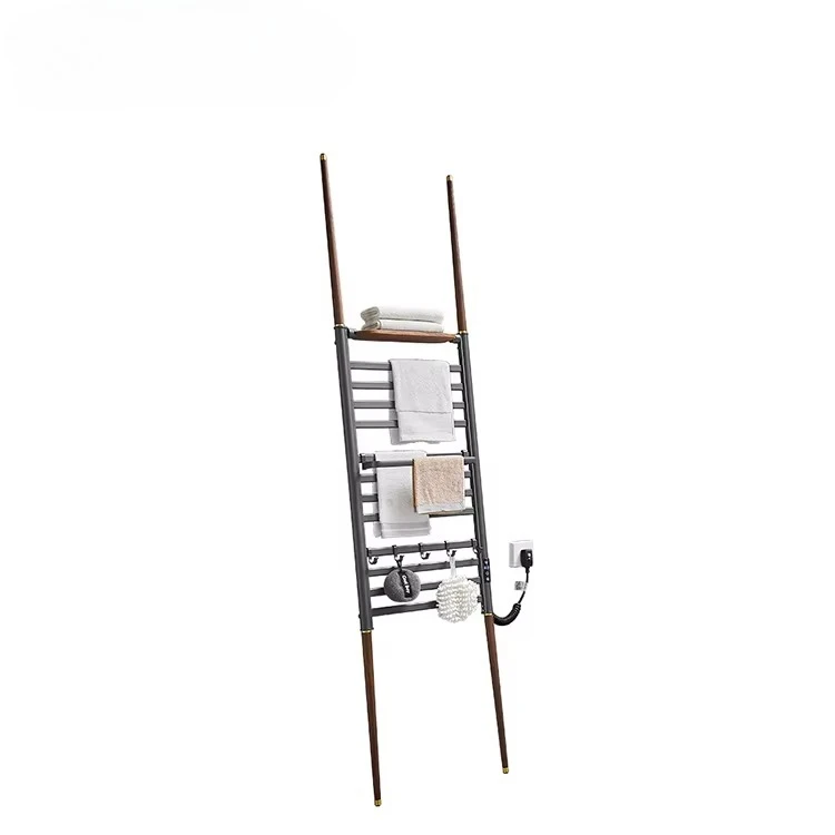 

Hot-selling Ladder Electric Heated Towel Rack Space Aluminum Carbon Fiber Heating IPX4 Smart Control with Shelf