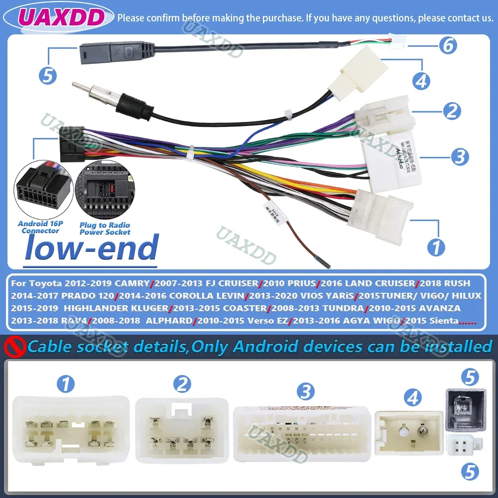 For Toyota camry prius land cruiser rush prado corolla levin vios yaris tuner vigo hilux highlander kluger coaster cable harness