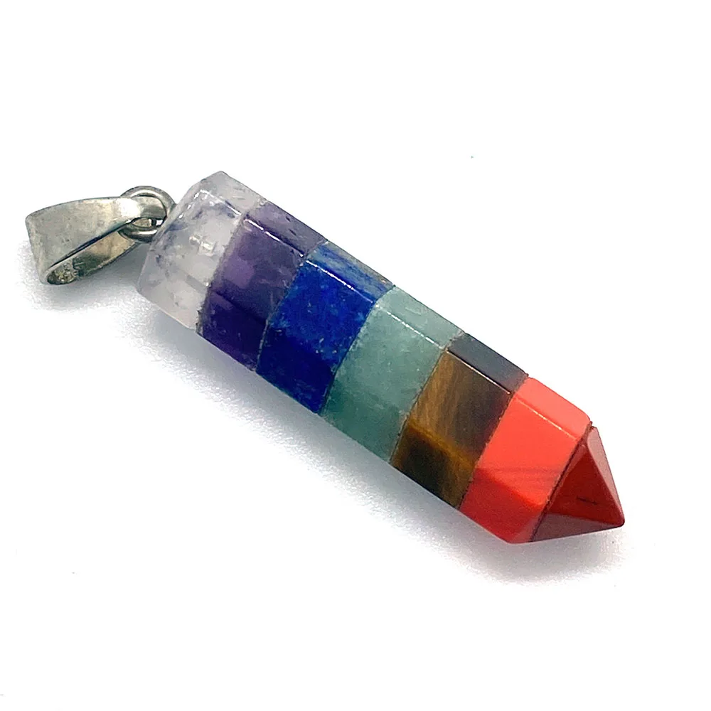 Natural Stone Seven Chakra Semi-precious Stone Pendant for DIY Fashion Jewelry Making Bracelet and Necklace Size 10x47mm,15x47mm image 5