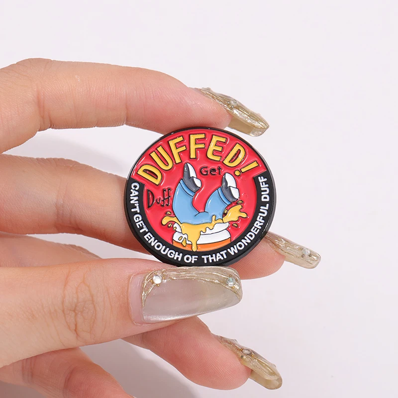1-5pcs Cartoon Simpson Around The Circle Lapel Pin Jewelry Cute Drink Bottle Pattern Paint Accessories Brooch Gift For Friends