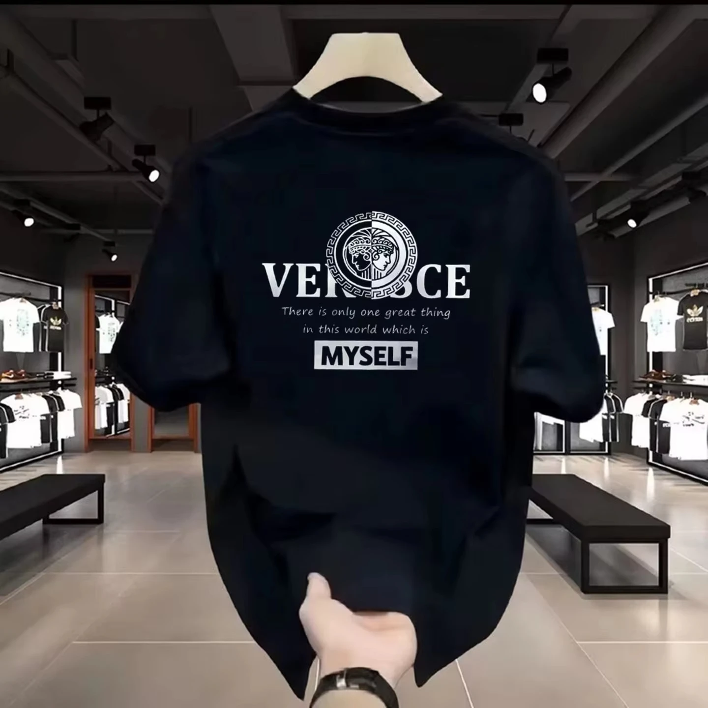 2026 Trendy Brand Printed shirt Summer High-end Light Luxury Men's and Women's Silk Cotton Short-sleeved T-shirt Trendy shirts