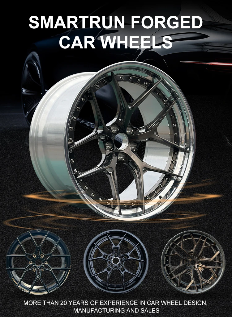 New Design Alloy Wheel Hubs 20 21 22 23 24 Inch 6061-T6 Forged Carbon Fiber 2-piece Custom Alloy Wheel Rim