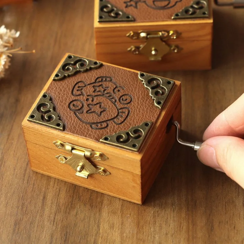 Hand-cranked music box Twelve Zodiac Sign Hand Cranked Music Wooden Octave Box, Birthday Gift For Boys And Girls