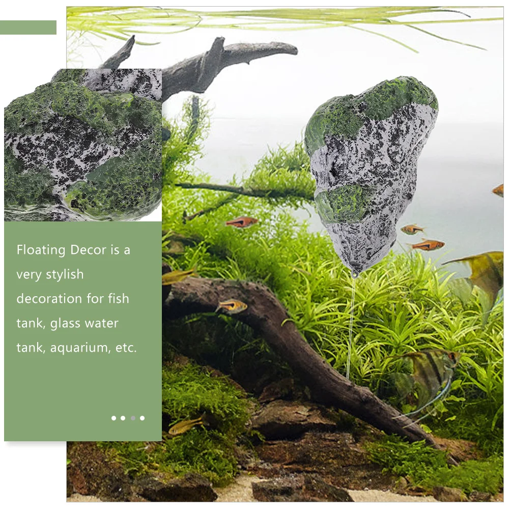Floating Resin Stone Decor For Aquarium Terrarium Fish Tank Mossy Rock Ornament Lightweight Faux Stone Craft Pet Supplies