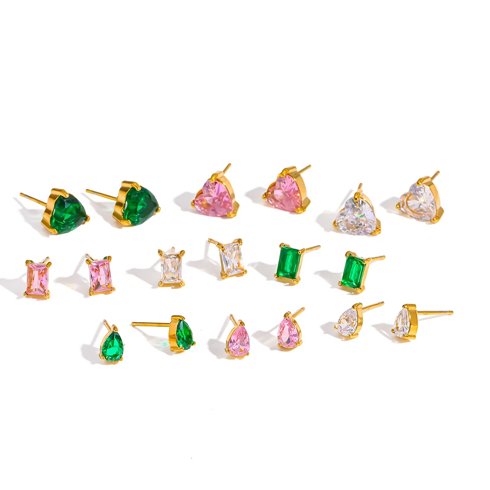 Minimalism CZ Zircon Heart-Shaped Ear studs Grace Personalized Delicate Gemstone Earring