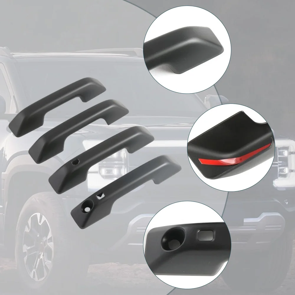 

For BYD Shark 6 2024 2025 2026 LHD 4Pcs Car Exterior Side Door Handle Protective Cover Trim Carbon Fiber Black