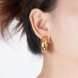 ENFASHION C Shape Hoop Earring For Women 18K Plated Gold Aretes De Mujer Fashion Jewelry Daily Office Birthday Free Shiping 9200