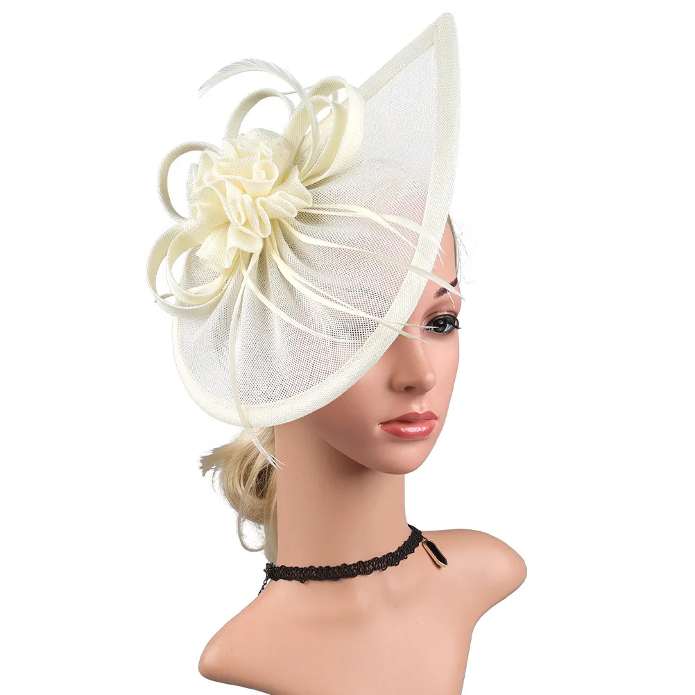 

Vintage Veil Fascinators Tea Party Hats Headband Clip Elegant Fake Plume Mesh Hair Accessories Women Fashion Party Wedding