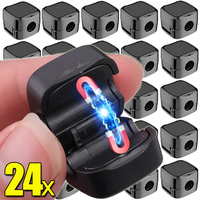 1/24PCS Magnetic Cable Clips Square Wire Cord Storage Boxes Adjustable Under Desk Charger Cord Holders Home Office Storage Tools