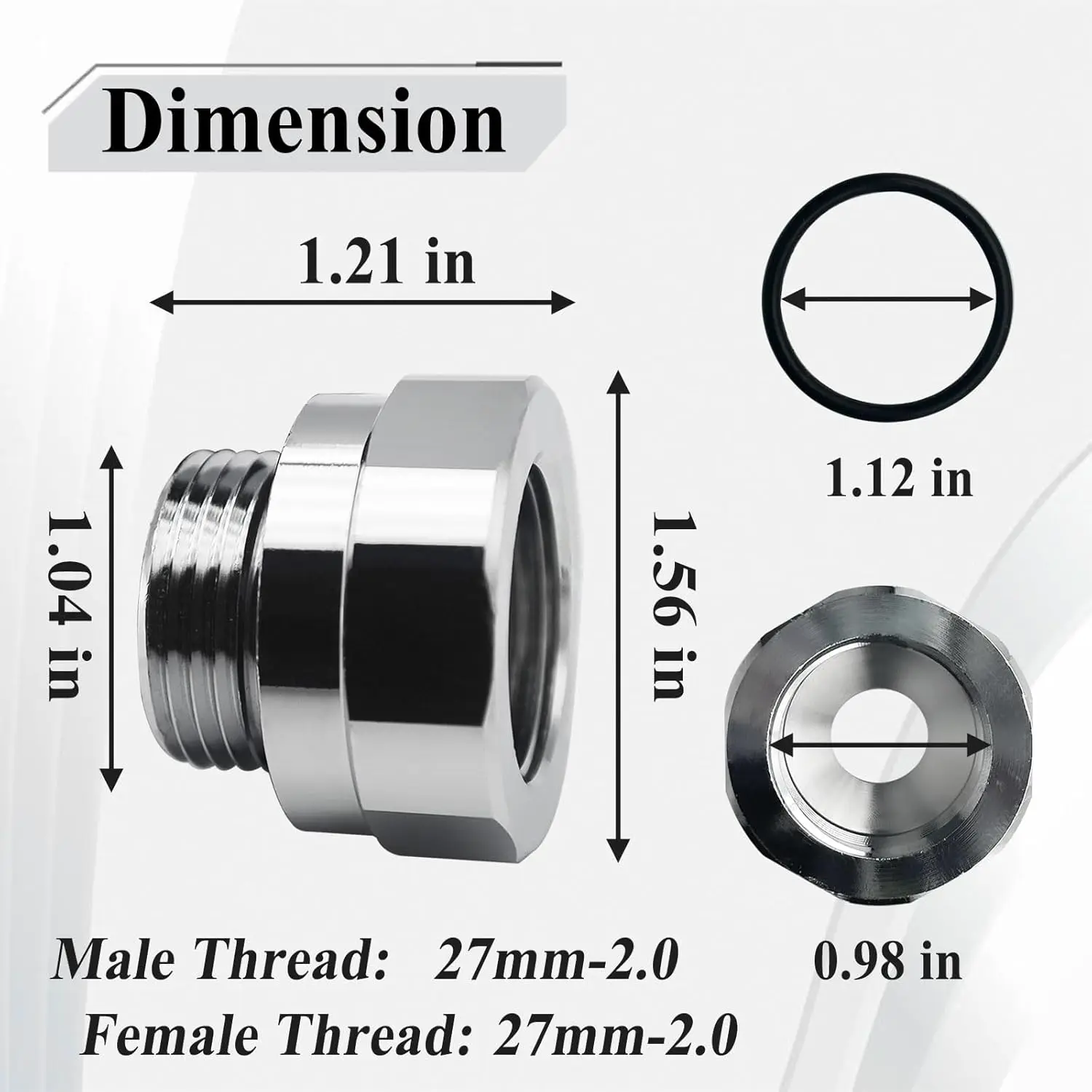 External Thread M27×2 to Internal Thread M27×2 A-211 Oil Drain Valve Adapter – 27mm-2.0 Thread Size