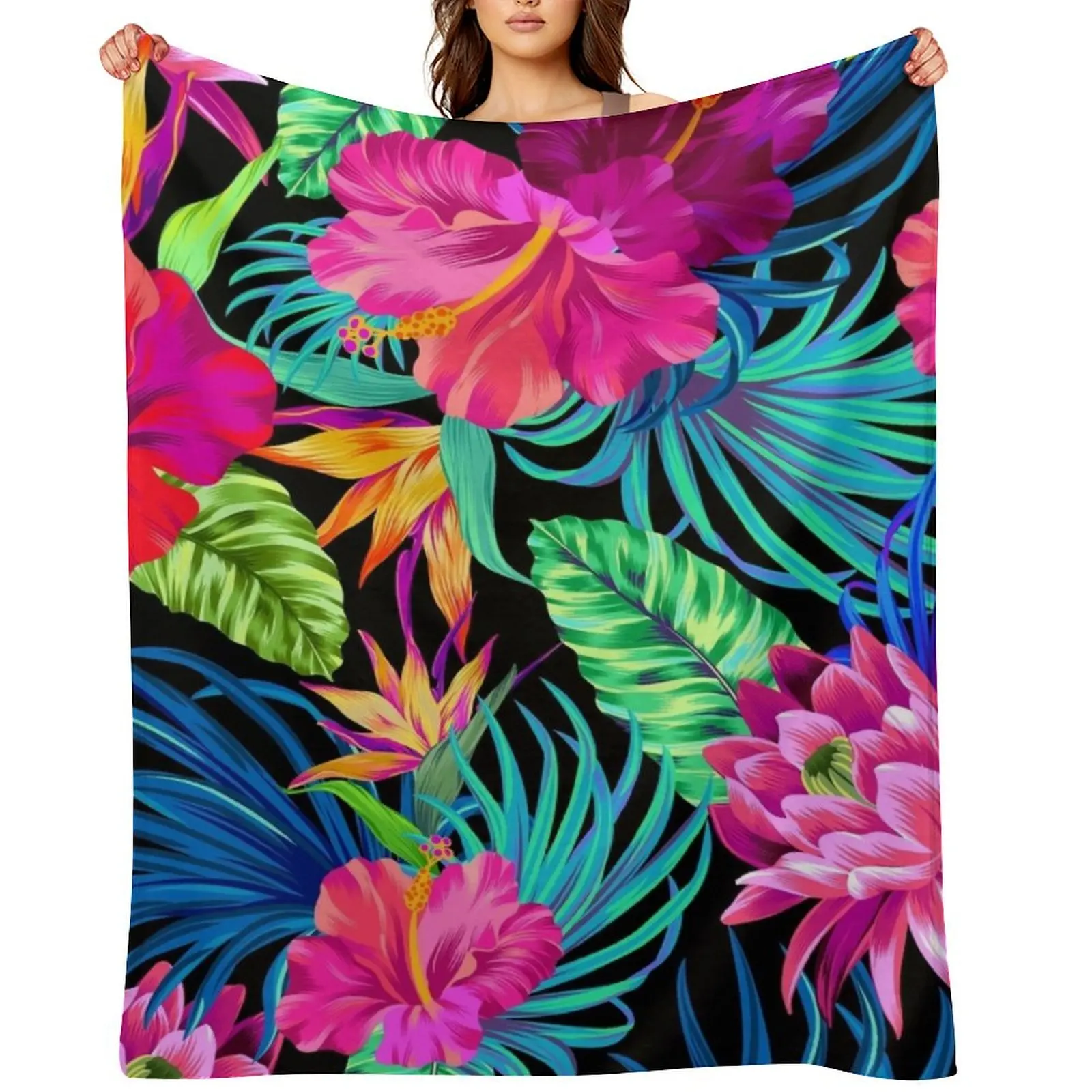 

Drive You Mad Hibiscus Pattern Throw Blanket Moving cosplay anime Bed Retros Blankets