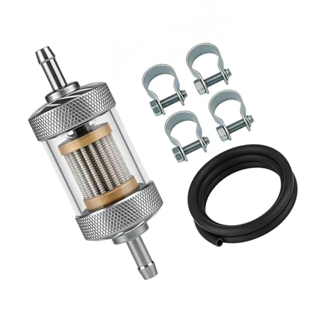 Clear View 1/4" Inline-Kraftstofffilter für 6mm Schlauch Motorrad für ATV Dirt-Bike 304 Edelstahl Einfache Wartung – Detail 1